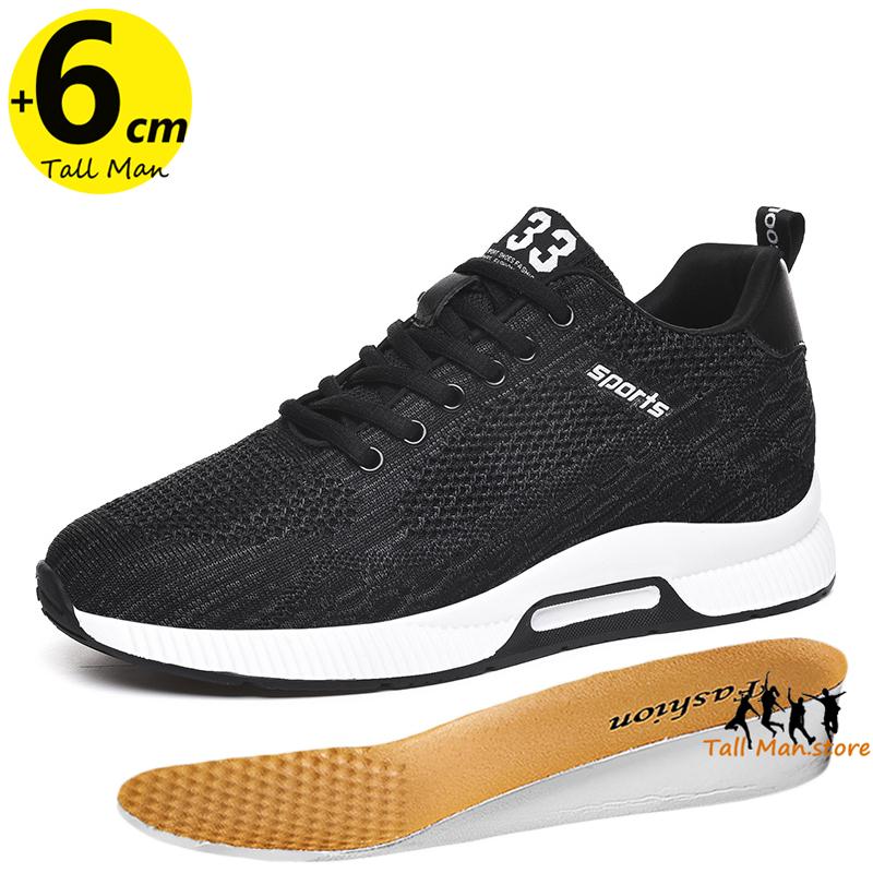 

Lift Sneakers Men Booster Shoes Elevator Man Height Increase Insole 6cm Plus Size 37-46 45 чёрный