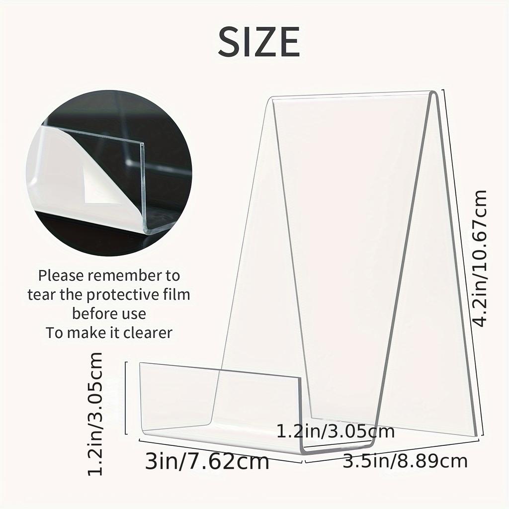 Clear Acrylic Easel Display Stands | Transparent Angled Shelf Design for Versatile Home or Office Decor - Tablets, Albums