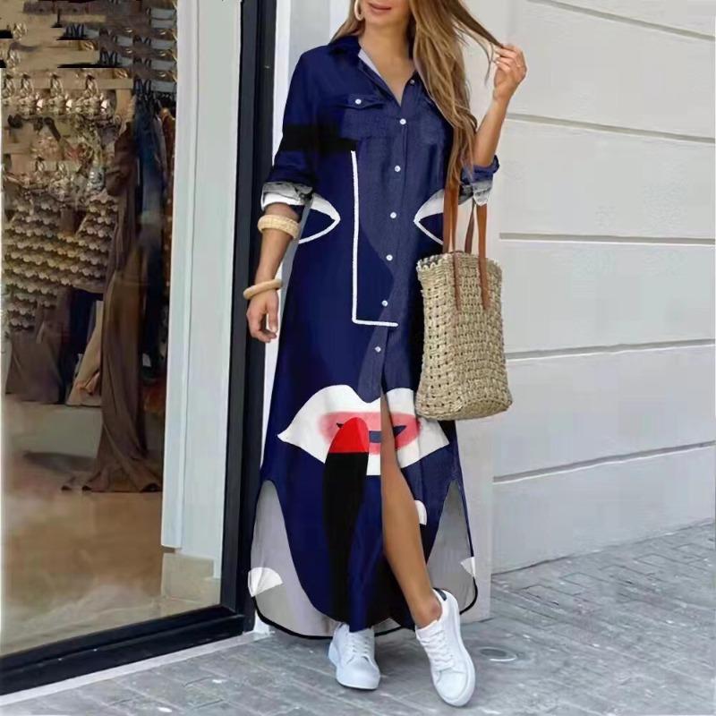 BITCED Fashion Long Sleeve POLO Neck Casual Dresses