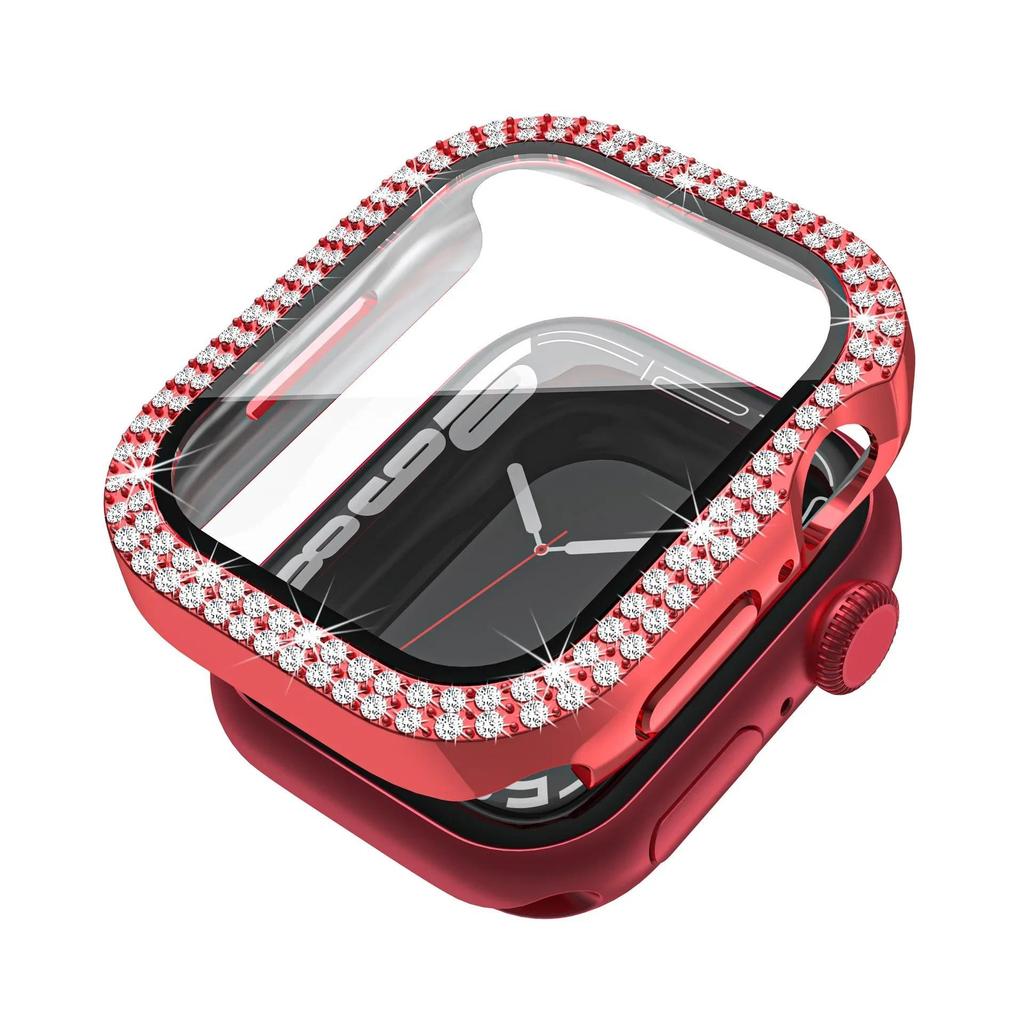 20pcs Double Row Diamond Cover For Apple Watch 8 7 6 9 10 iWatch Series 8 Ultra Protective Case 49mm 45mm 41mm 44mm 42/46mm