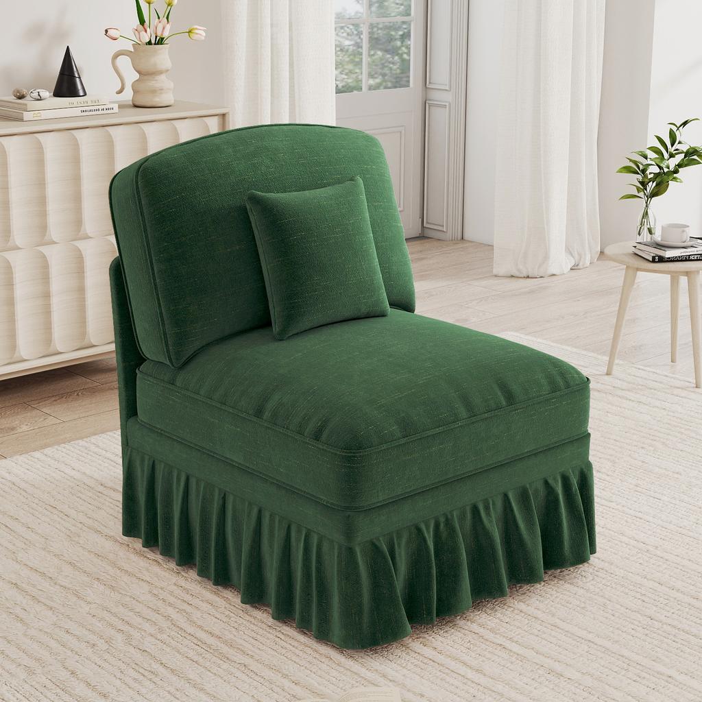 Windsor Sofa without Armrest Chenille with 1 Cushion - Green
