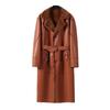 Men's Plus Size Fur-Lined Long Faux Leather Trench Coat
