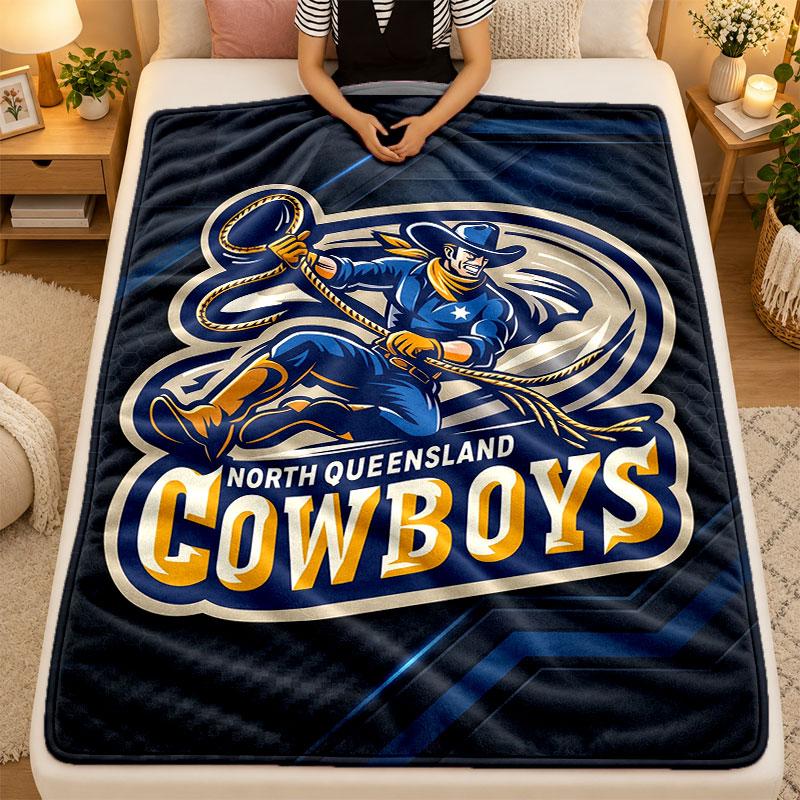 Flannel BlanketNorth Queensland Cowboys Warm Soft Throw Blanket for Indoor Sofa Bed Living Room Use