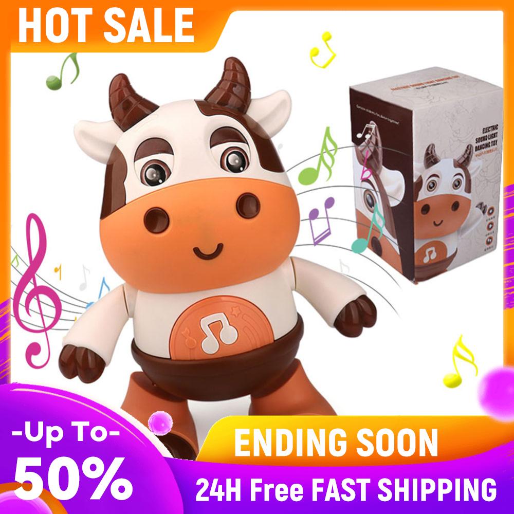 

Electric Dance Cow Doll Movable with Music Light Glowing Cattle Doll Plastic Cartoon Cow Doll Smooth for Children Birthday Gift China Mainland
