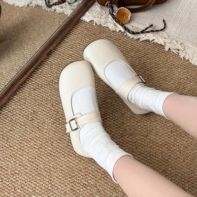 Chaussures Mary Jane pour femmes à semelle plate, nouvelles printemps-été polyvalentes à décolleté bas et bout rond, semelle souple, à enfiler pour femmes