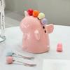 Fruit Fork with Storage Jar Stainless Steel Dessert Forks Salad Forks Food