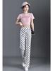 Polka Dot Print Elastic Waist Straight Leg Pants - Summer 2025 Slimming Stretchy Women's Trendy New Arrivals.