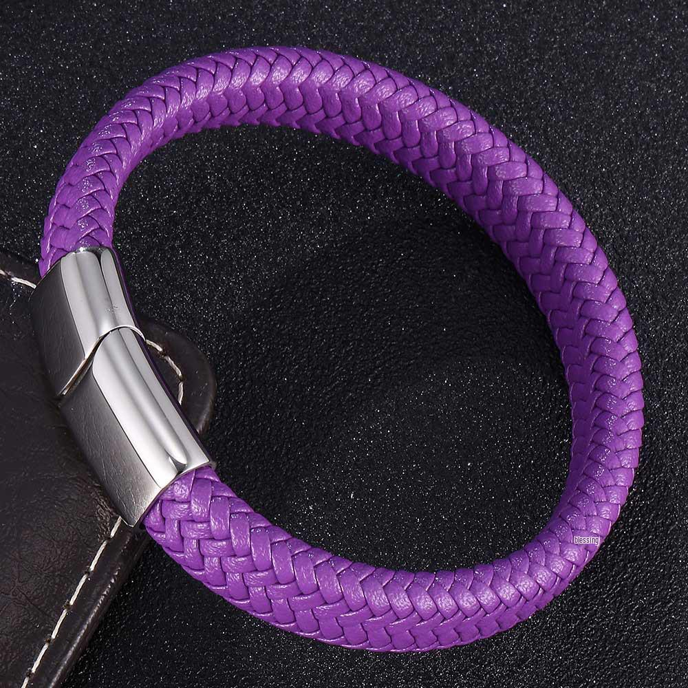 WISH Popular Men's Titanium Steel Leather Fashion Bracelet Accessories