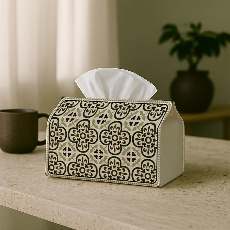 1pc Retro Tile Tissue Holder Featuring a Geometric Design, Ideal for The Living And Dining Areas, Perfect for Elegant Tissue Storage in The Bathroom