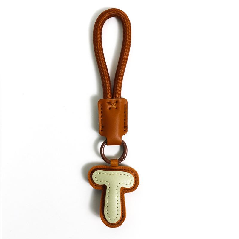 High-End Leather Alphabet Keychain Bag Pendant