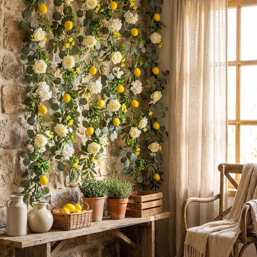 Greenery Lemon Vine Decor Realistic Simulation Lemon Vine Fake Plant  Wedding Party Decor