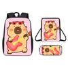 Ice Cubes Doughnut Capybara Cute Cartoon Pattern Backpack Three Set Piece