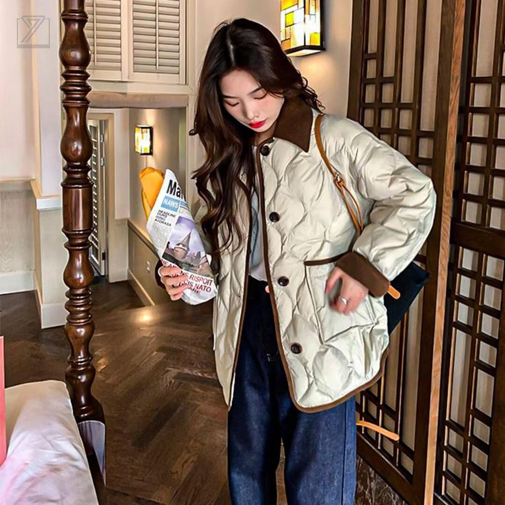 Kayiyasu Short Quilted Down and Comfortable for Fall and Perfect for Commuting and School Women's Jacket, Lightweight, Warm, Winter, (XL, Black)