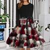 Women's Fashion Round Neck Slim-Fit Christmas Print Long-Sleeved Dress