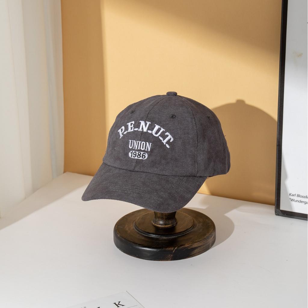 Soft top washed letter three-dimensional embroidery men's color matching baseball cap tide outdoor breathable sunshade women's cap