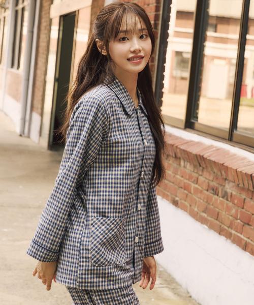 [BYC] Brushed Cotton Unisex Pajama Set Blue [Shipped from Korea] 100% Authentic Blue - 085
