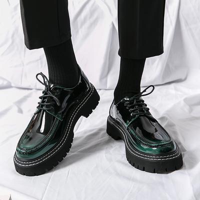 Foreign Trade Men's Leather Shoes Men's Glossy Korean Version Soft Sole Casual British Business Trend Black Hairstylist Shoes 3368