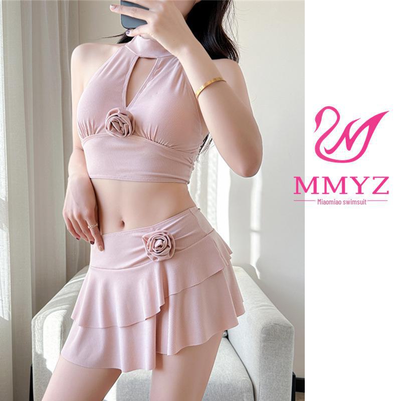 Sweet Signal Sexy Rose Bikini Split Swimsuit – Three-Piece Set