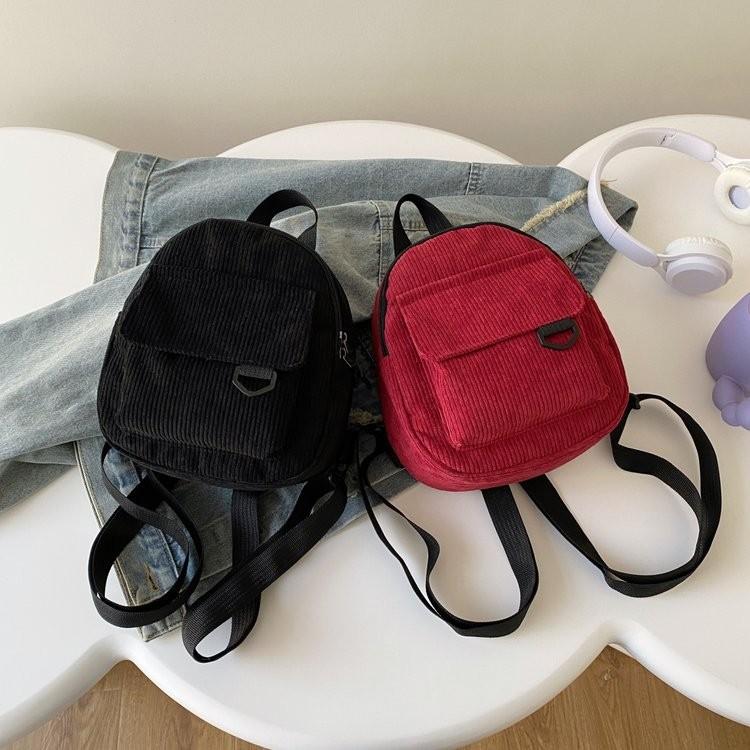 Trendy Fashionable Mini Backpack For Stylish Girls In Soft Corduroy Fabric