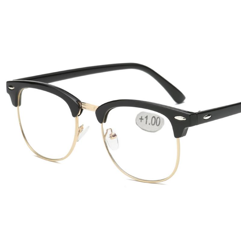 Metal Half Frame Reading Glasses Presbyopic Male Female Far Sight Glasses With Strength +0.5 +0.75 +1.0 +1.25 To +4.0