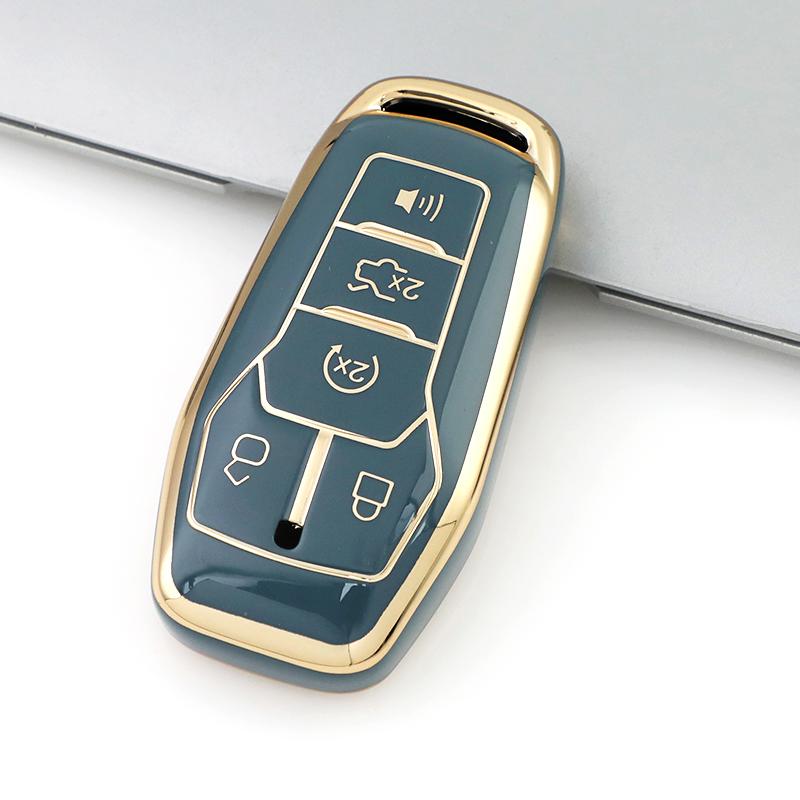 

5 Buttons TPU Shell Fob Car Key Case Cover For Ford Explorer Mustang Fusion F-150 Edge Lincoln MKZ MKC Platinum 2016 F150 Lariat gold edge key cover серый