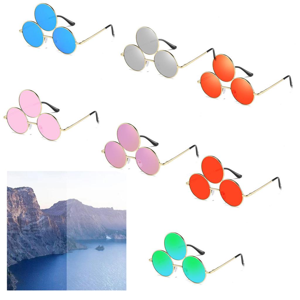 Barevné sluneční brýle s třemi kulatými obroučkami, módní brýle pro dospělé, venkovní, vánoční večírek, focení, nákupy
