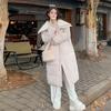 Winter Women Coat Long Length College Style Over Knee Big Collar Warm Lamb Wool Blend Jacket Trendy