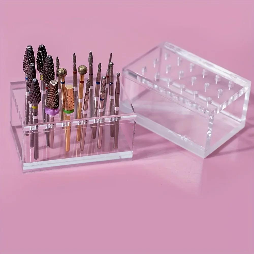 1PC 18-hole Nail Polishing Head Storage Box, Sorting and Organizing Nail Tools, Suitable for Nail Salons and Home Use