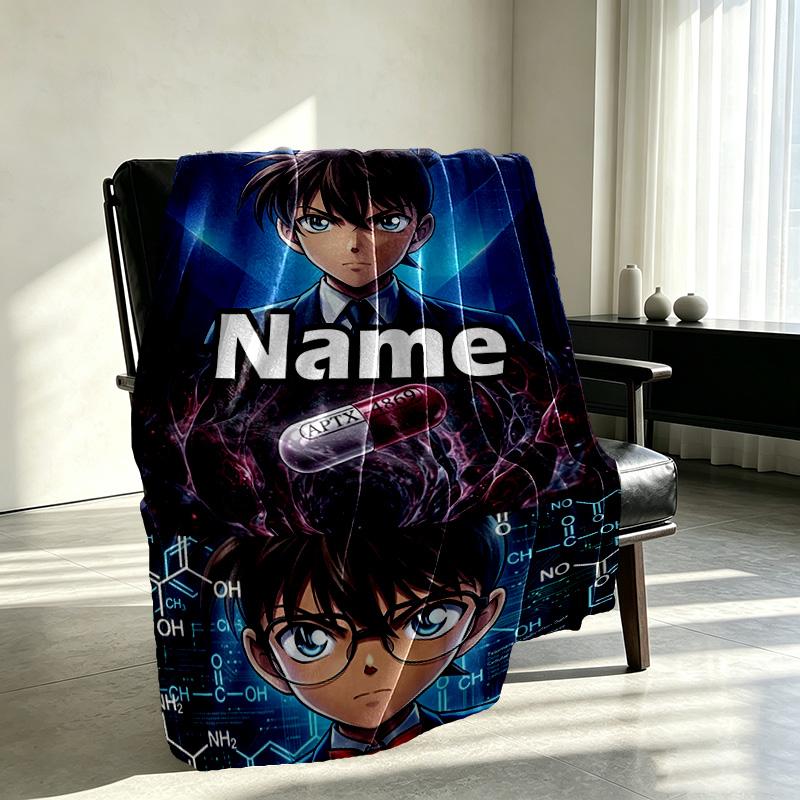 Manta Personalizada con Nombre y Estampado de Anime, Decoración del Hogar, Dormitorio, Sofá, Acampada, Sillón, Regalos para Cumpleaños Navidad