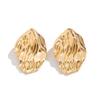Wind Design Liquid Metal Pleated Stud Earrings, Fashionable Irregular Percussion Pattern Rose Earrings
