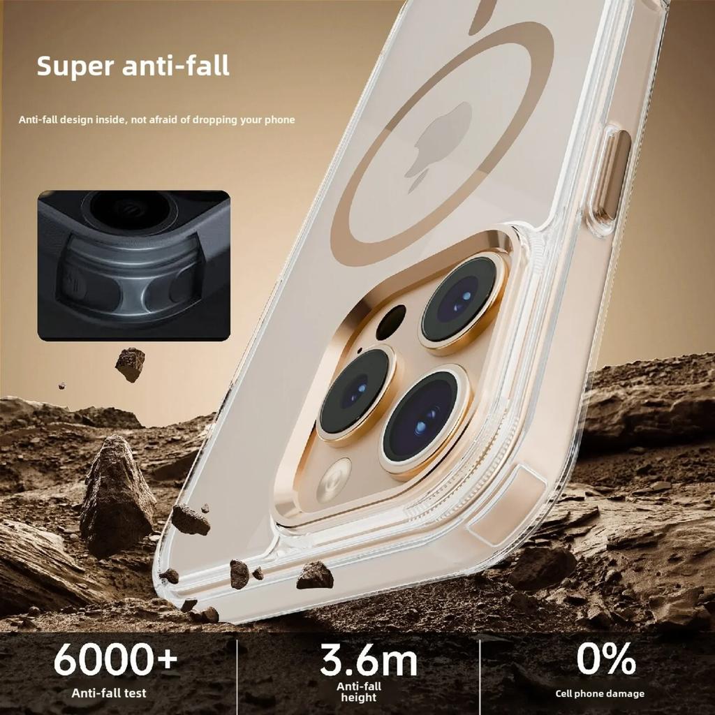 Custodia Trasparente Magnetica di Lusso per iPhone 16 14 13 12 11 15 Pro Max 15 Plus Magsafe Ricarica Wireless Antiurto Cover Trasparente