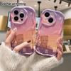 Phone Case: 2D flat design suitable for iPhone 18 17 16 15 14 13 Pro protective case, seaside sunset bear, perfect Christmas and Halloween holiday gif