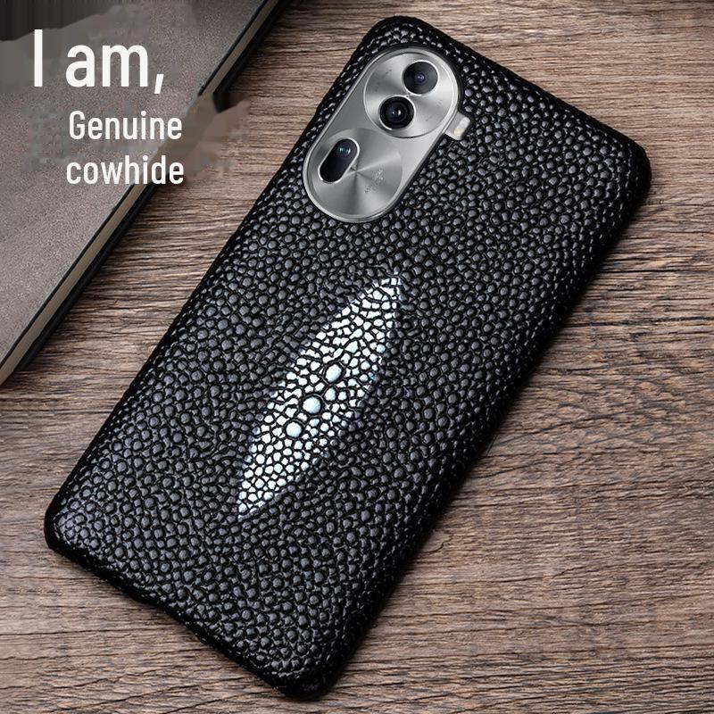 OPPO Reno10/Reno10Pro+ Echtleder Perlfischmuster Hülle