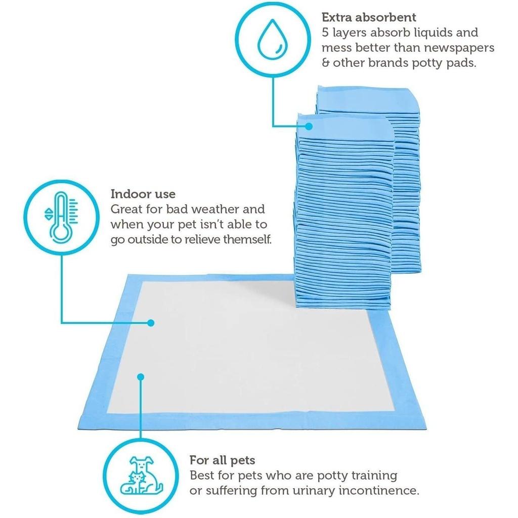 50/100-Pack: Puppy Pads Dog Pee Pad for Potty Training Dogs & Cats Pet Diapers