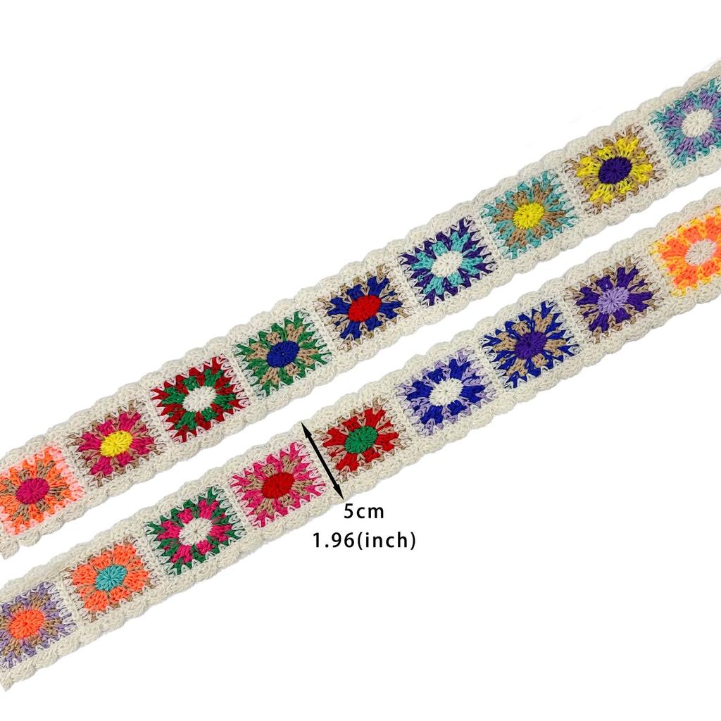Ethnischer Stil Mehrfarbig Imitation Handhäkelspitze Farbiger Baumwollfaden Stickerei Kleidung Schuhe und Hüte Dekorative Webspitze Zubehör