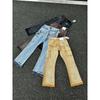GLYDE Jeans a zampa rétro macchiati di inchiostro e sporchi Jeans lavati dritti casual Pantaloni in denim