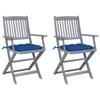 Day and Night - Day and Night Folding Garden Chairs 2 Pcs Cushions Solid Acacia Wood