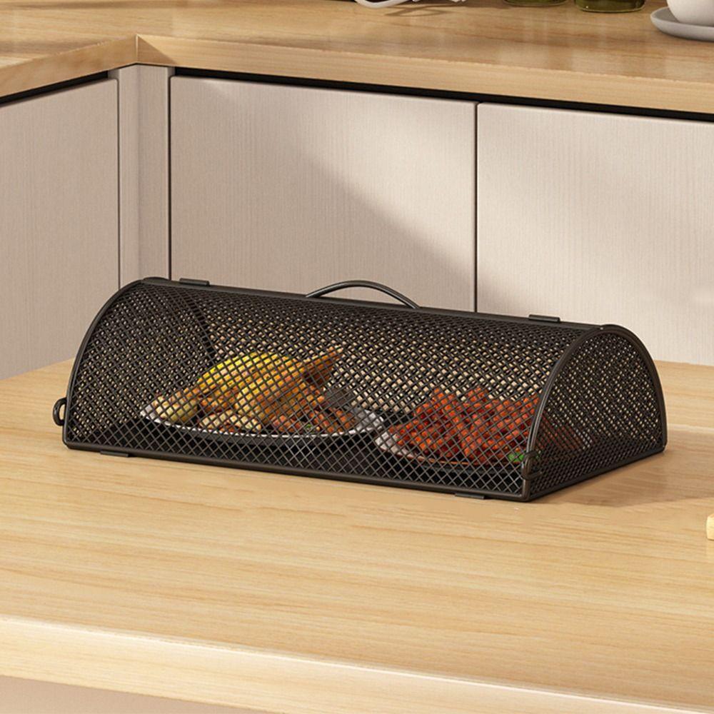 

Square Desktop Vegetable Cover Stackable Kitchen Food Cover Dish Rack Kitchen Storage Rack Home Style 1-Black