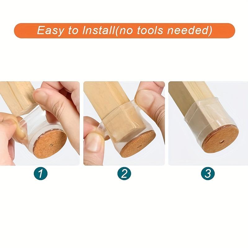 24 Pcs Silicone Chair Leg Floor Protectors with Non-slip Felt, Furniture Cups for Hardwood Floors, Protect Floors from Scratches
