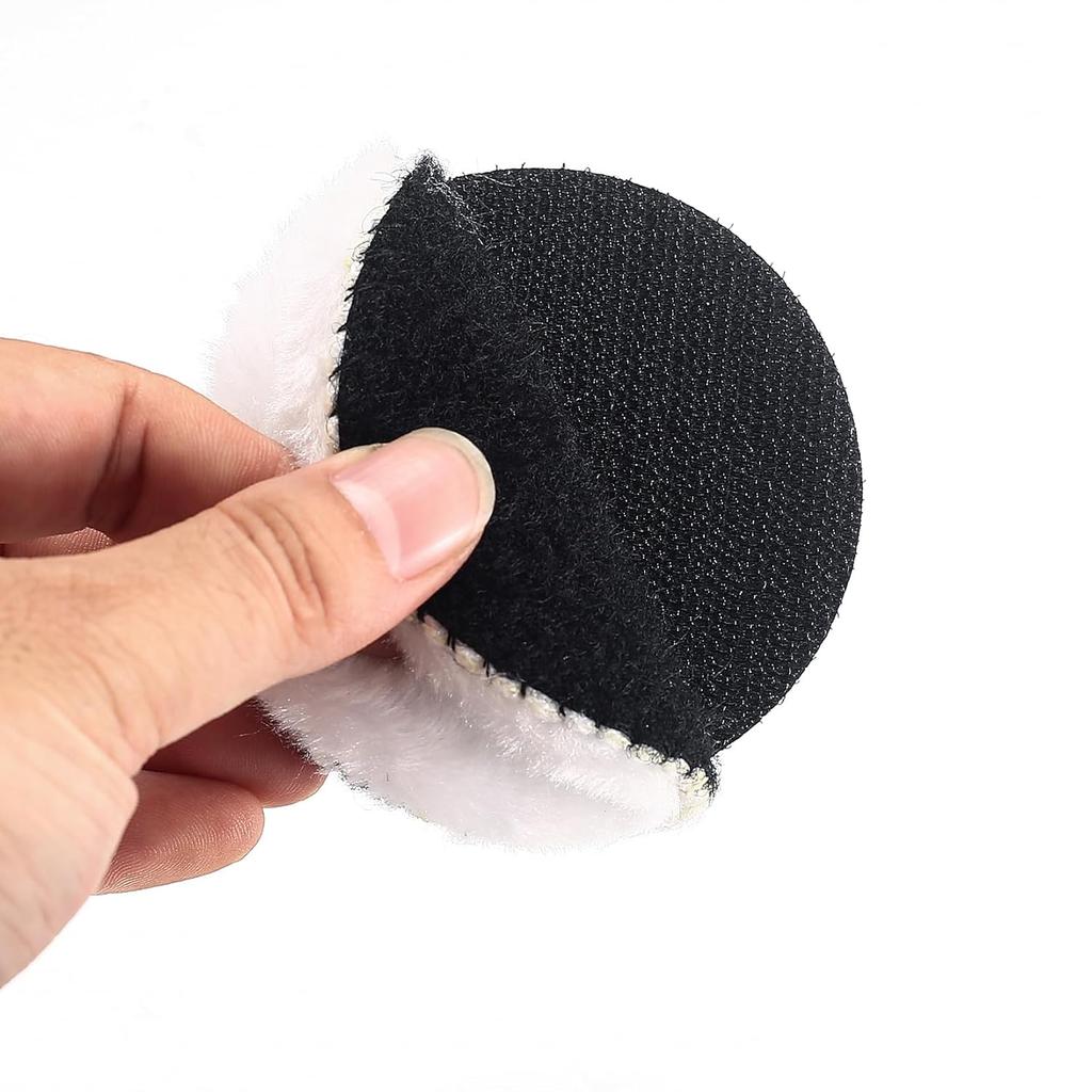 10 Pcs Wool Polishing Buffing Pads, 3 Inch Car Polishing Buffing Wheel With Hook And Loop Back For Drill Buffer Attachment, Car Buffer Polisher Kit