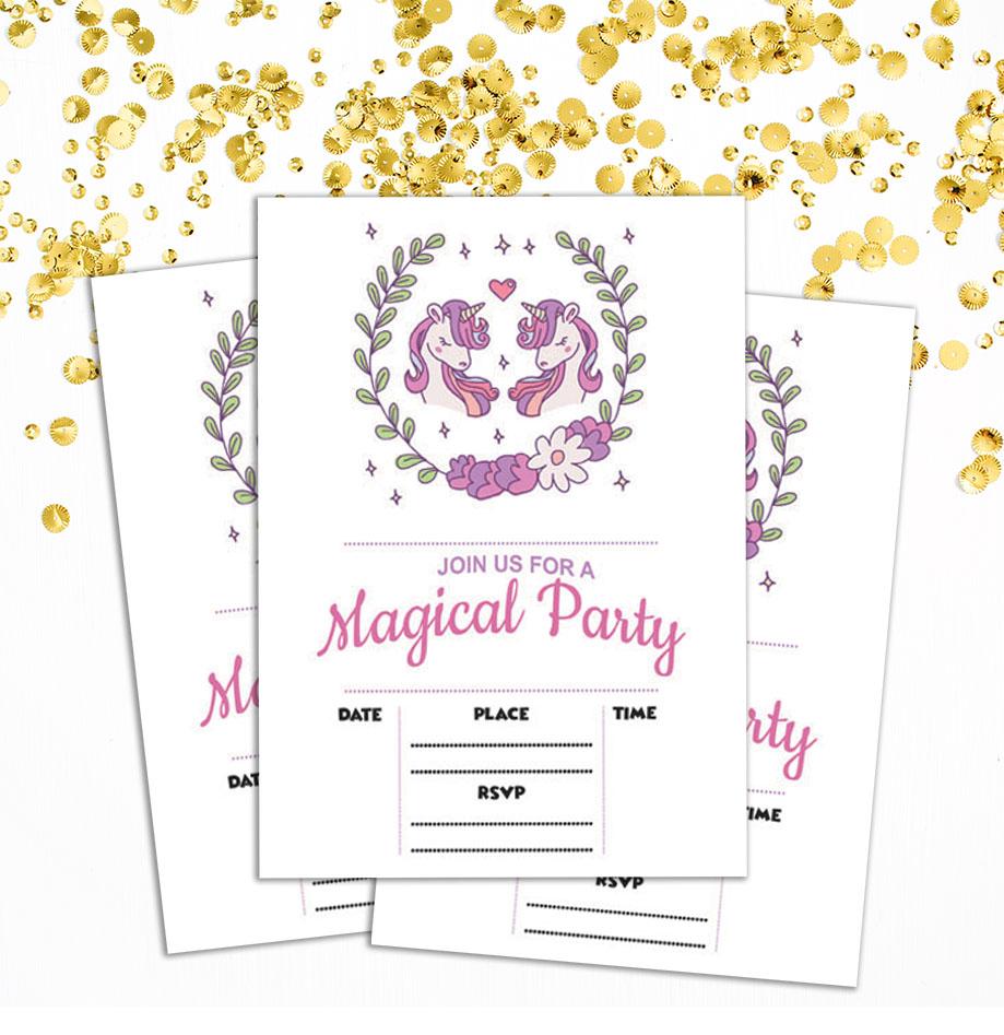 Darling Souvenir White Birthday Invitation Card Printable Fill or Write In Blank Invites Party Supplies Pack Of 28 5 x 7