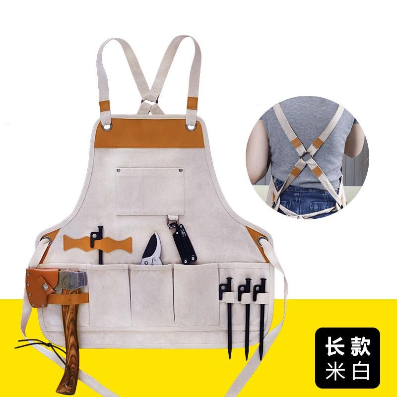 Heavy Duty Canvas Apron Gardening Woodworking Barber Crafting Unisex Workwear Japanese Style