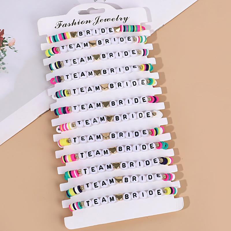 12Pcs Boho Wedding Team Bride Bracelets Bridal Shower Bachelorette Party Decoration Favors Bridesmaid Gifts Wedding Supplies