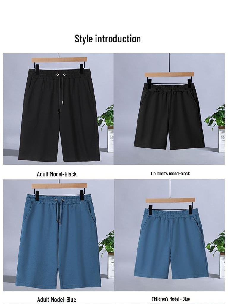 Korean Casual High Waist Cotton Terry Shorts - Parent-Child Summer Style