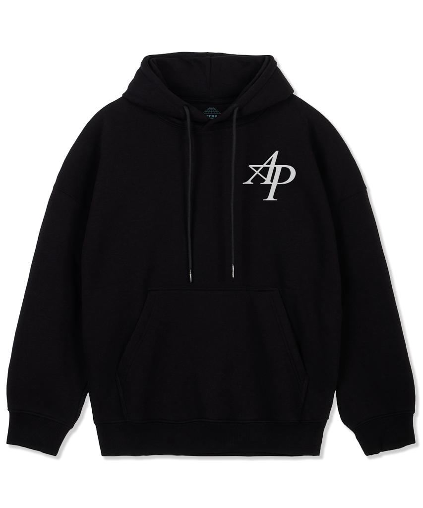 New Ap Logo Oversized Wide Shoulder Hoodie_Black