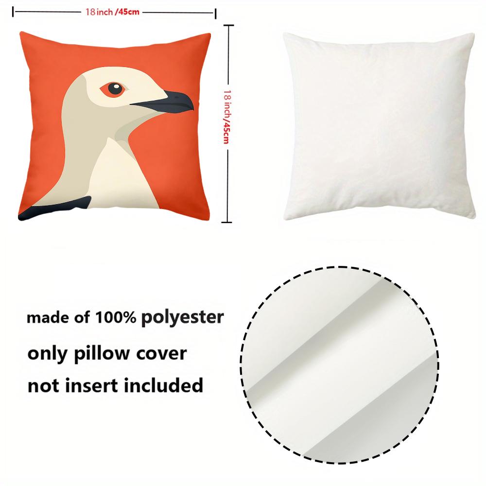 Stylish Bird Pattern Orange Cushion Covers for Home Polyester Pillowcase, Sofa Decorative Cushion Cov Headboard Pillow