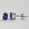 8.75 Ct Natural Blue Sapphire 6x5mm Certified 925 Sterling Silver Earrings Pair