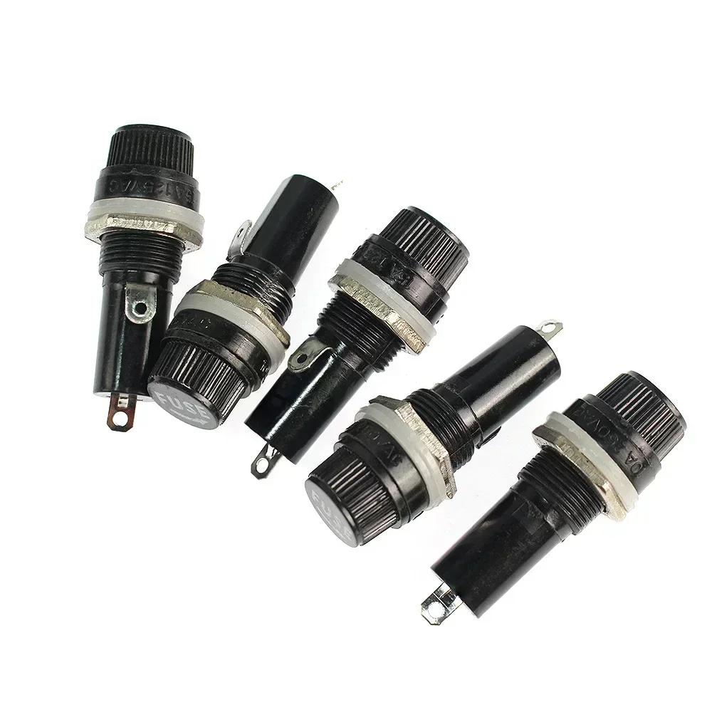 5/72/100PCS Panel Mounted Glass Fuse Holder 5x20mm 6x30mm Insurance Tube Socket Fuse Holder Glass Tube Fuse Holders Assorted Kit
