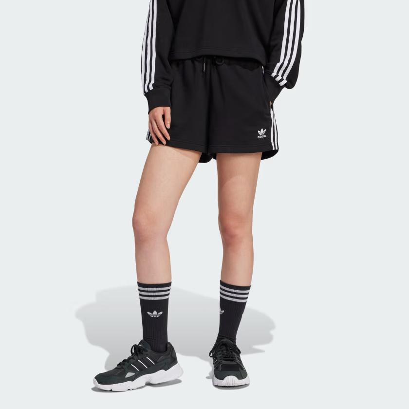 adidas Essentials 3-Stripes French Terry Relaxed Fit Shorts Women Black IU2517