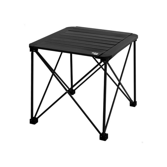 Table pliante - AKTIVE - 52x46x52 cm - 2 unités - Carrée - Aluminium - Camping - Randonnée - Hydrofuge - 3 saisons